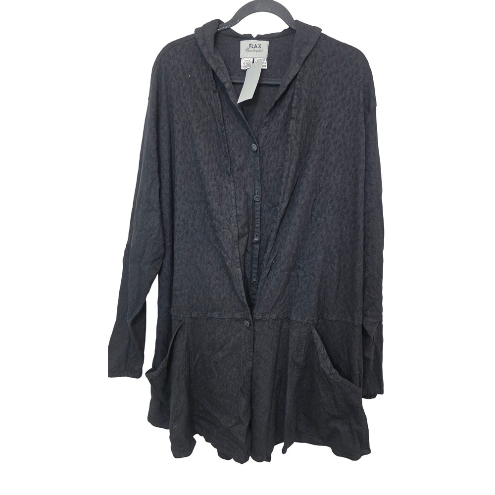 NEW FLAX Jeanme Engelhart Women M Black Tunic Lagen look Dark Fairy Oversize Hea